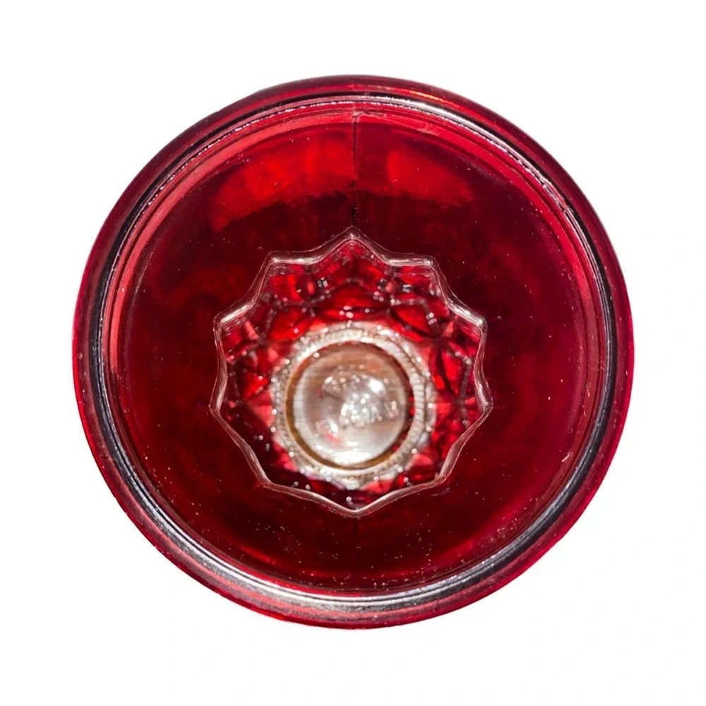 GLASS VASE DPS # ARIEL XL Floral Cut 10” Vintage Glass Vase in RED